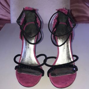 Stuart Weitzman Pink Floral Strappy Sandals